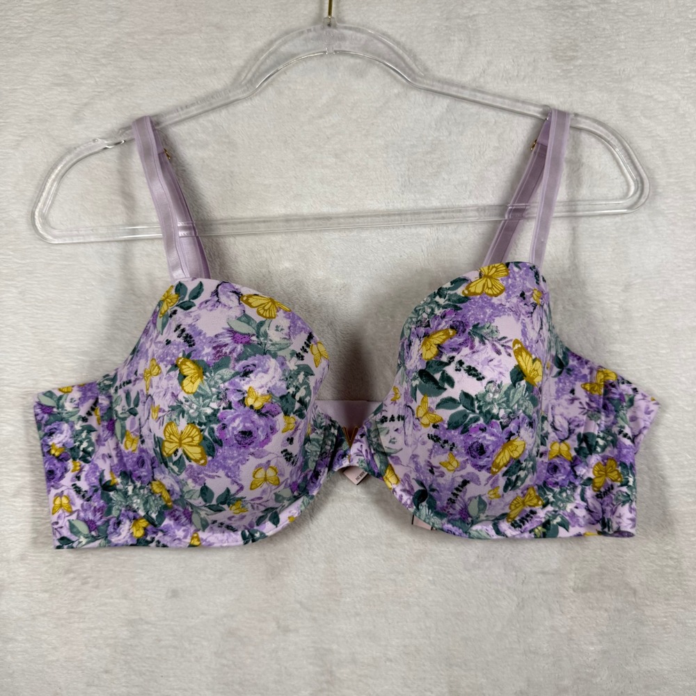 Victoria's Secret 40C Lined‎ Demi Bra Lavender Purple Floral Butterfly Print